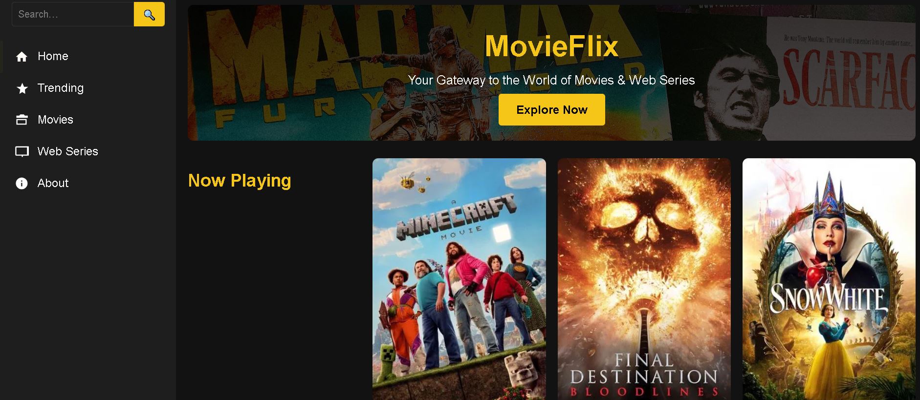 Movieefliixx Project Screenshot