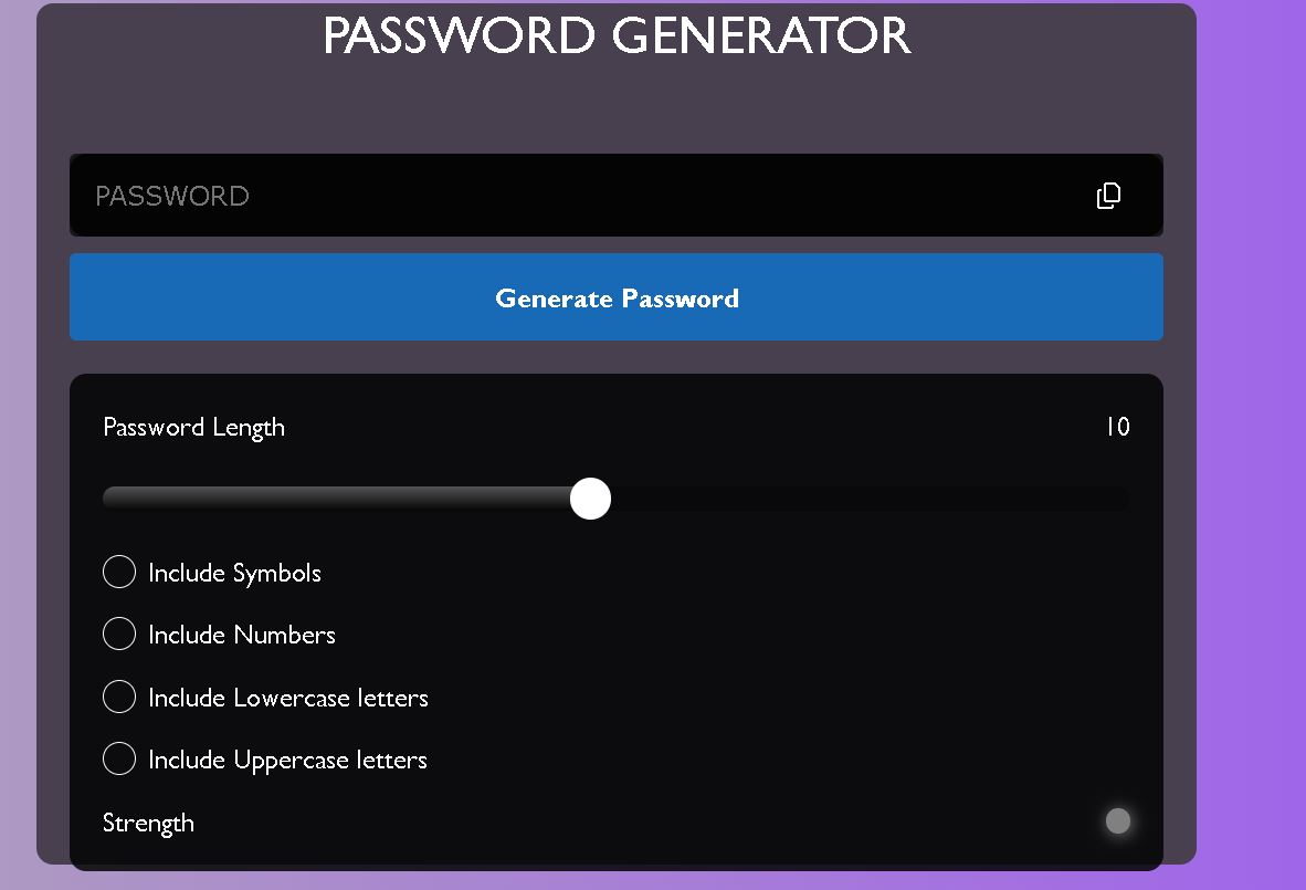 Password Generator Project Screenshot
