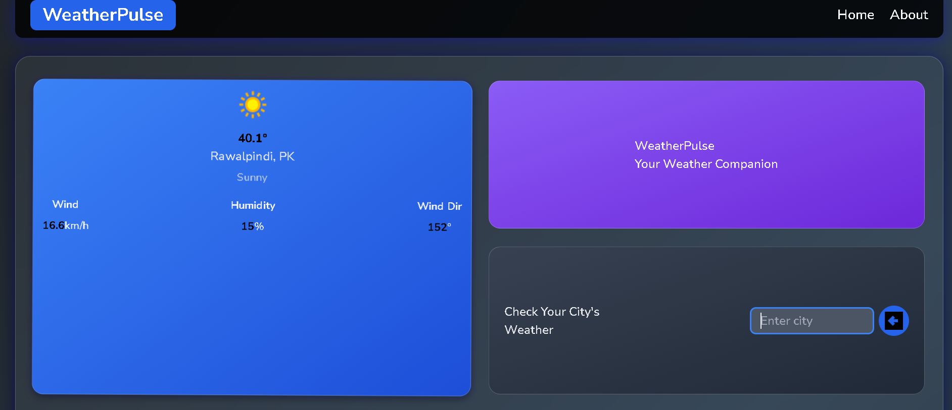 WeatherNow Project Screenshot